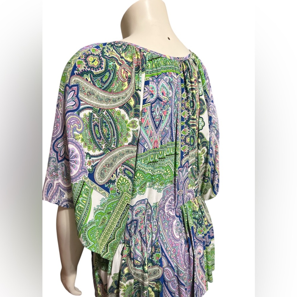 NWT Karen Kane Ruffle Hem Peasant Top Breezy Sleeves Boho-inspred - Picture 8 of 12